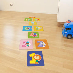 10pcs Waterproof Hopscotch Floor Stickers for Kids Self Adhesive Cartoon Lattice