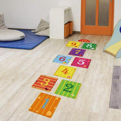 10pcs Waterproof Hopscotch Floor Stickers for Kids Self Adhesive Cartoon Lattice
