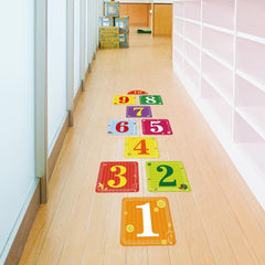 10pcs Waterproof Hopscotch Floor Stickers for Kids Self Adhesive Cartoon Lattice