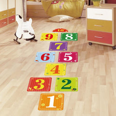 10pcs Waterproof Hopscotch Floor Stickers for Kids Self Adhesive Cartoon Lattice