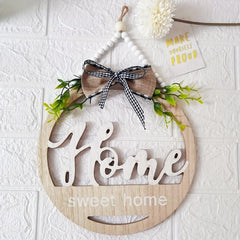 Circular Wooden Spring Welcome Sign for Farmhouse Porch