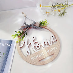 Circular Wooden Spring Welcome Sign for Farmhouse Porch