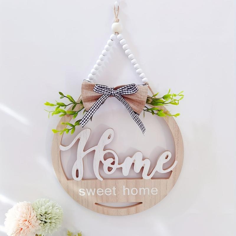 Circular Wooden Spring Welcome Sign for Farmhouse Porch