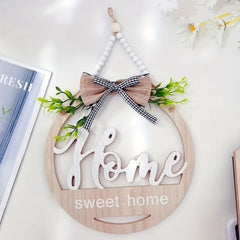 Circular Wooden Spring Welcome Sign for Farmhouse Porch