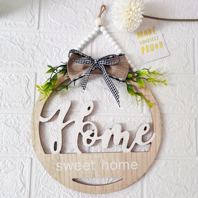 Circular Wooden Spring Welcome Sign for Farmhouse Porch