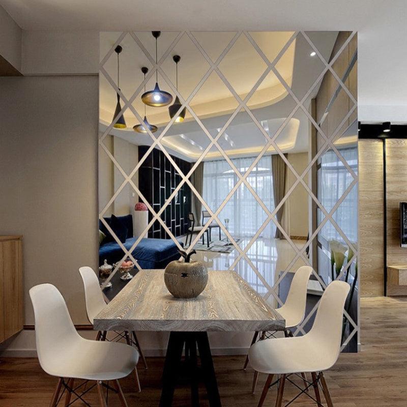 58pcs 3D Mirror Wall Sticker DIY Triangles Living Room Home Decoration