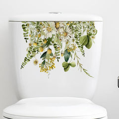 Green Plant Toilet Sticker Daisy Removable Vinyl Waterproof
