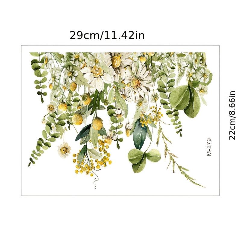 Green Plant Toilet Sticker Daisy Removable Vinyl Waterproof