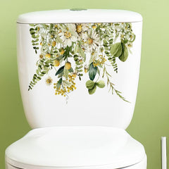 Green Plant Toilet Sticker Daisy Removable Vinyl Waterproof