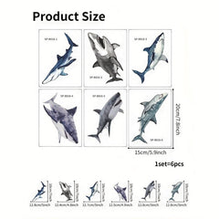6pcs Shark Pattern Bathtub Decal Frosted Sticker Non Slip Bathroom Appliques
