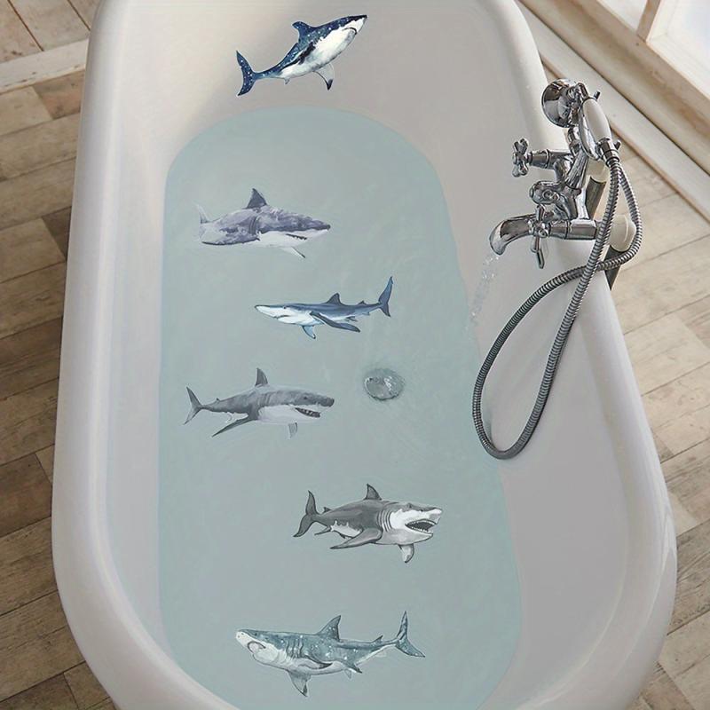 6pcs Shark Pattern Bathtub Decal Frosted Sticker Non Slip Bathroom Appliques