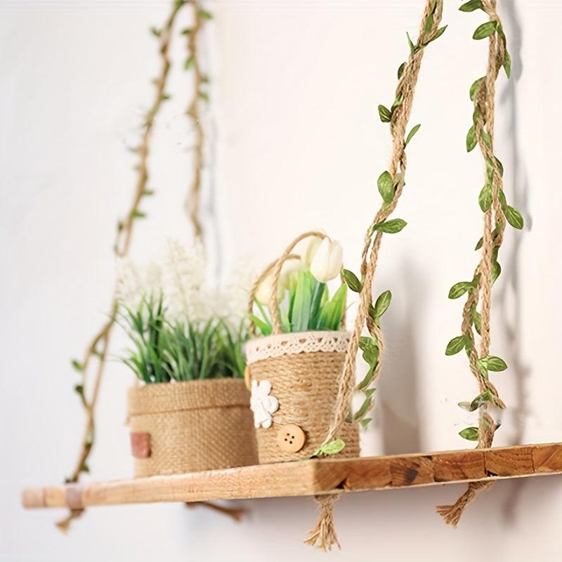 10m Artificial Vine Burlap Leaf Ribbon for Jungle Safari Party Decor