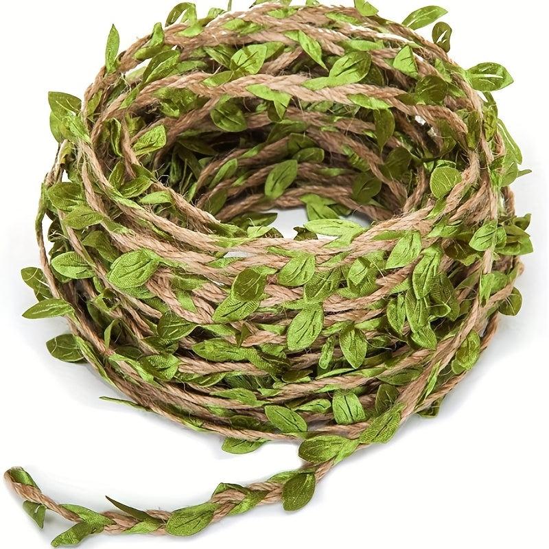 10m Artificial Vine Burlap Leaf Ribbon for Jungle Safari Party Decor