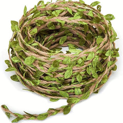 10m Artificial Vine Burlap Leaf Ribbon for Jungle Safari Party Decor