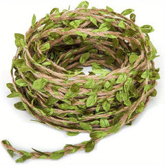 10m Artificial Vine Burlap Leaf Ribbon for Jungle Safari Party Decor