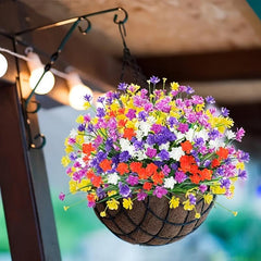 2pcs Realistic Gypsophila Rose Flower Artificial Plant for Outdoor Decor