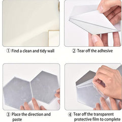 12pcs Hexagonal Mirror Wall Sticker Self-adhesive Rome Decor