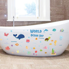 6 Marine Animal Bathtub Stickers Anti Slip Removable Bathtub Decor