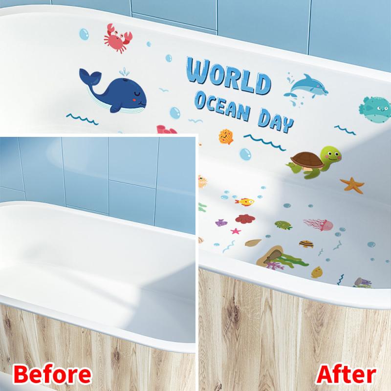 6 Marine Animal Bathtub Stickers Anti Slip Removable Bathtub Decor