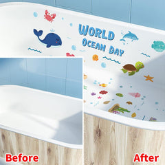 6 Marine Animal Bathtub Stickers Anti Slip Removable Bathtub Decor