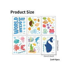 6 Marine Animal Bathtub Stickers Anti Slip Removable Bathtub Decor