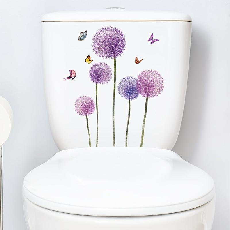 Dandelion Flowers Toilet Sticker Waterproof Self Adhesive