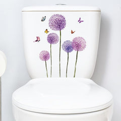 Dandelion Flowers Toilet Sticker Waterproof Self Adhesive