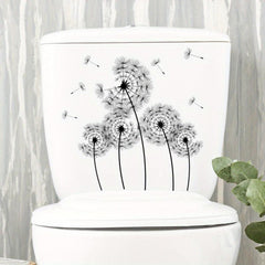 Dandelion Flowers Toilet Sticker Waterproof Self Adhesive