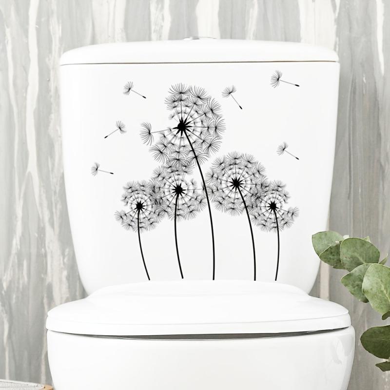 Dandelion Flowers Toilet Sticker Waterproof Self Adhesive