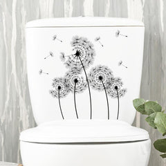 Dandelion Flowers Toilet Sticker Waterproof Self Adhesive