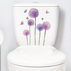 Dandelion Flowers Toilet Sticker Waterproof Self Adhesive