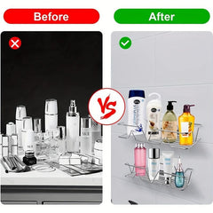 5pcs Shower Caddy w/ Soap Dish Holder, Hooks, Rust-Proof Wall-Mounted Organize