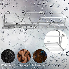 5pcs Shower Caddy w/ Soap Dish Holder, Hooks, Rust-Proof Wall-Mounted Organize