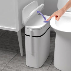 1pc Garbage Can With Press-On Open Lid Toilet Brush Integrated