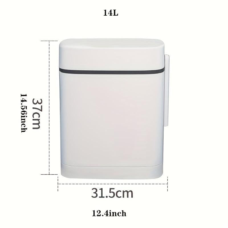 1pc Garbage Can With Press-On Open Lid Toilet Brush Integrated