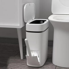 1pc Garbage Can With Press-On Open Lid Toilet Brush Integrated