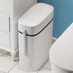 1pc Garbage Can With Press-On Open Lid Toilet Brush Integrated