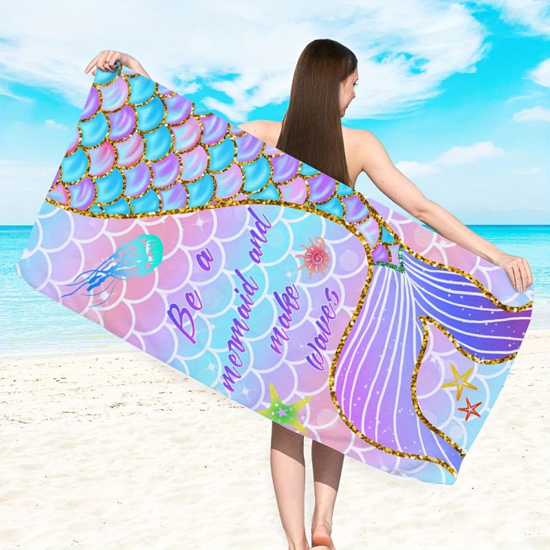 Soft Microfiber Mermaid Beach Towel Quick Drying