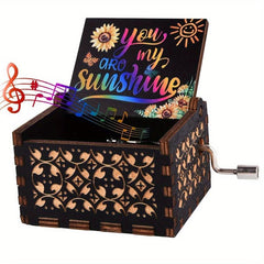 You Are My Sunshine Wood Music Box - Vintage Hand Crank Musical Box Gift