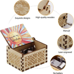 You Are My Sunshine Wood Music Box - Vintage Hand Crank Musical Box Gift