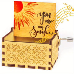You Are My Sunshine Wood Music Box - Vintage Hand Crank Musical Box Gift