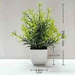 9 Mini Artificial Eucalyptus & Wheat Grass Plants for Home Decor & Office Desk