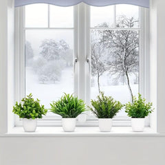 9 Mini Artificial Eucalyptus & Wheat Grass Plants for Home Decor & Office Desk