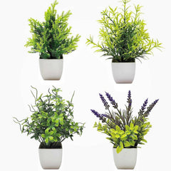 9 Mini Artificial Eucalyptus & Wheat Grass Plants for Home Decor & Office Desk