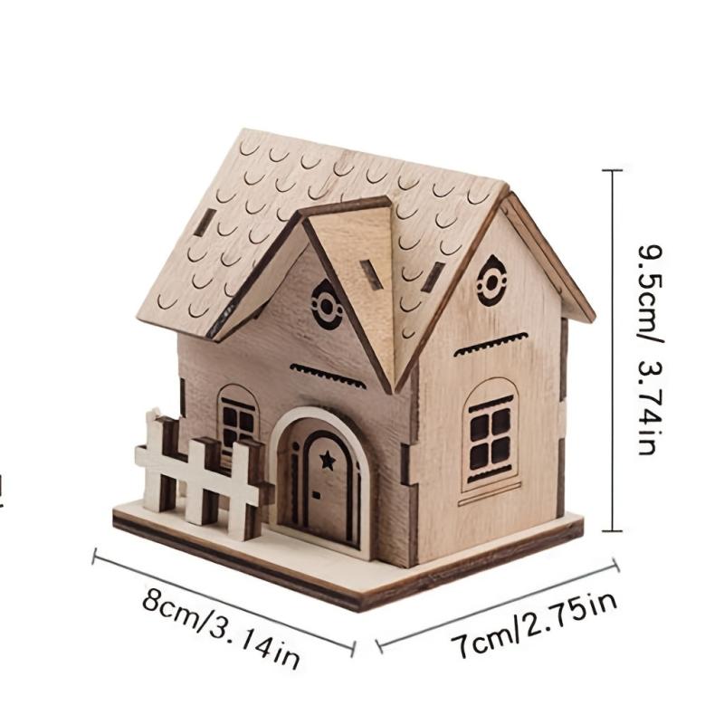 Christmas Wooden Luminous Log Cabin Small House Home Festive Ornaments