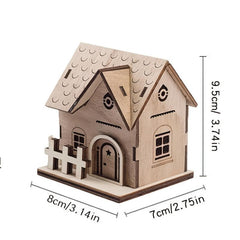 Christmas Wooden Luminous Log Cabin Small House Home Festive Ornaments