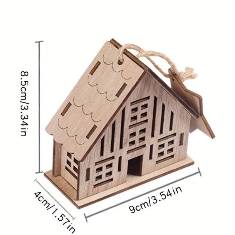 Christmas Wooden Luminous Log Cabin Small House Home Festive Ornaments