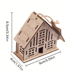 Christmas Wooden Luminous Log Cabin Small House Home Festive Ornaments