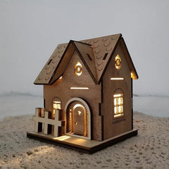 Christmas Wooden Luminous Log Cabin Small House Home Festive Ornaments