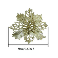 10pcs Glitter Flower Ornaments for Christmas Tree Decoration